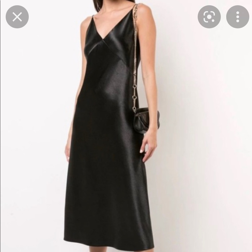 Vine Black Satin Bias Maxi Dress Small sm